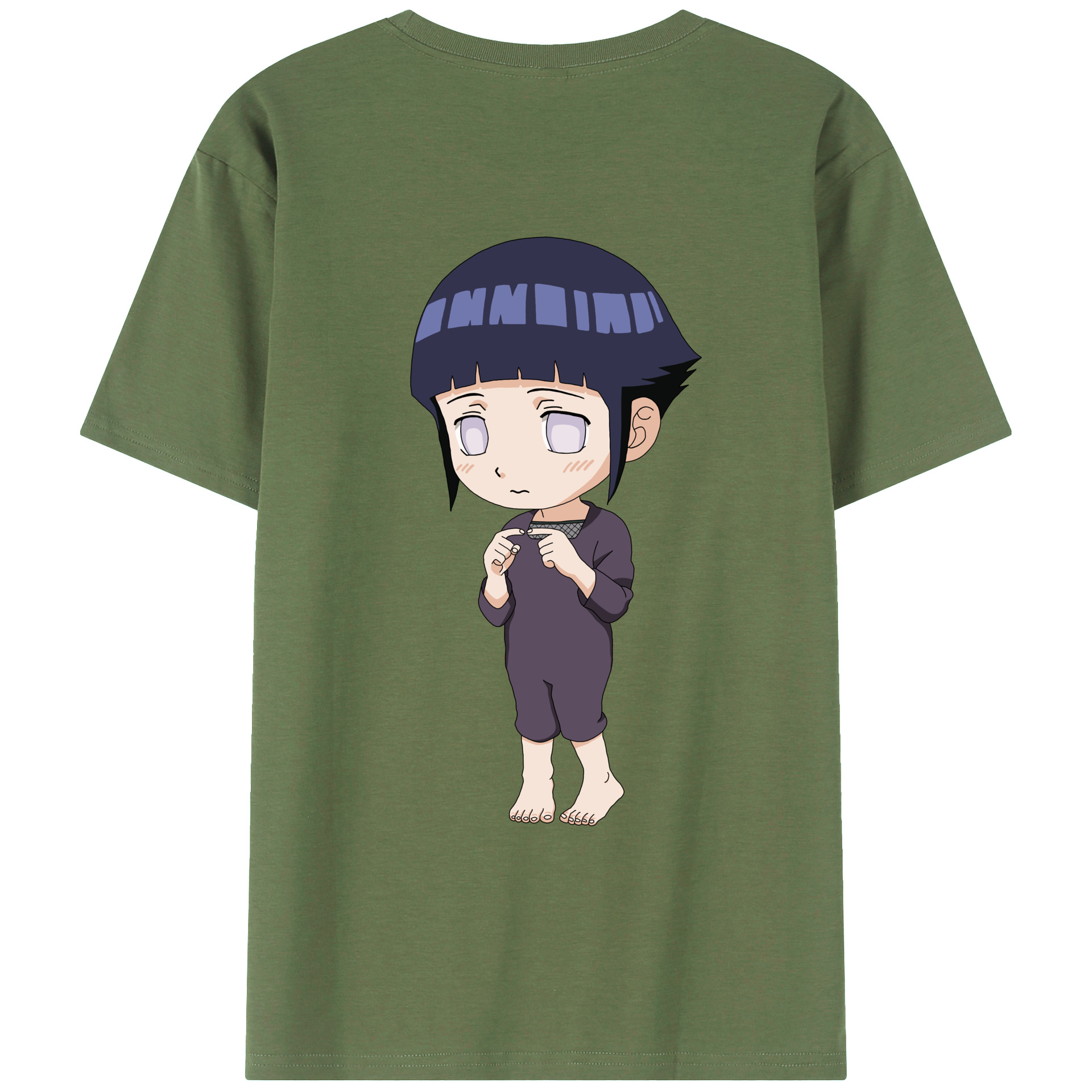 （画像用） NARUTO -ナルト- 日向ヒナタ Hyūga Hinata 綿100％ メンズ半袖Tシャツ（バックプリント） 通気性